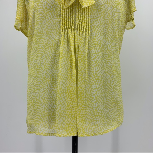 Jacob Short Sleeve Yellow and White Sheer Blouse with White Camisole, Large - Picture 5 of 16